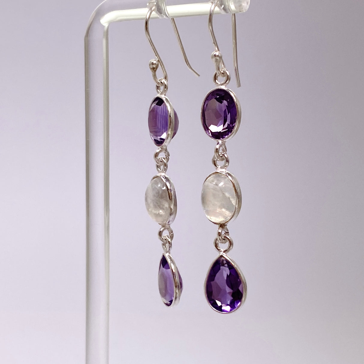 Amethyst and Moonstone Multi-stone Earrings F190
