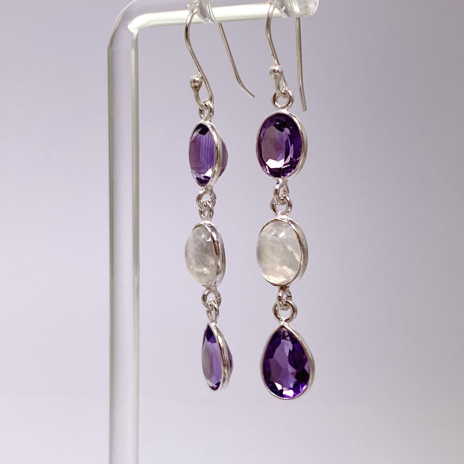 Amethyst and Moonstone Multi-stone Earrings F190