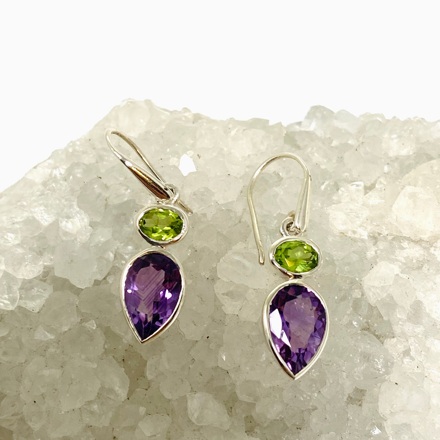 Amethyst and Peridot Faceted Multi-stone Earrings PEGJ296