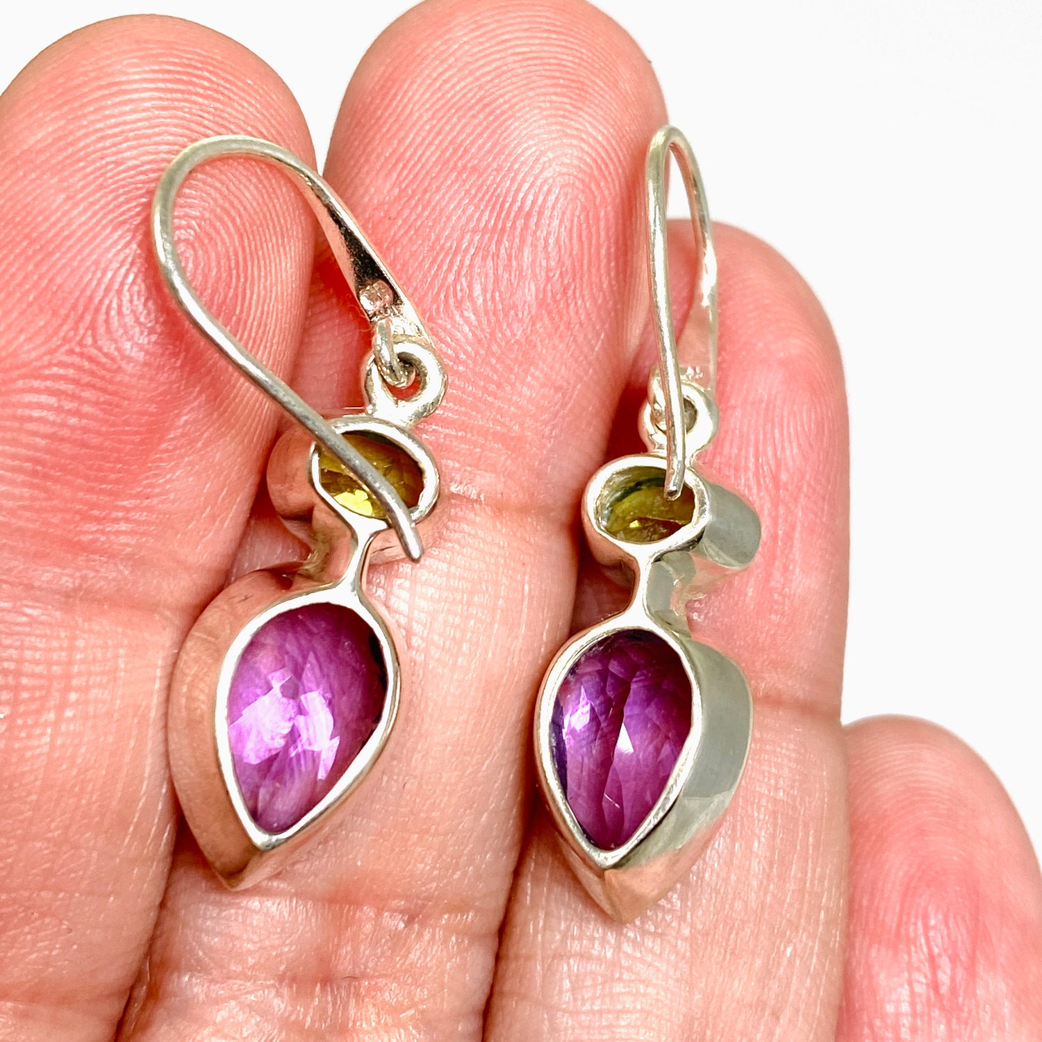 Amethyst and Peridot Faceted Multi-stone Earrings PEGJ296