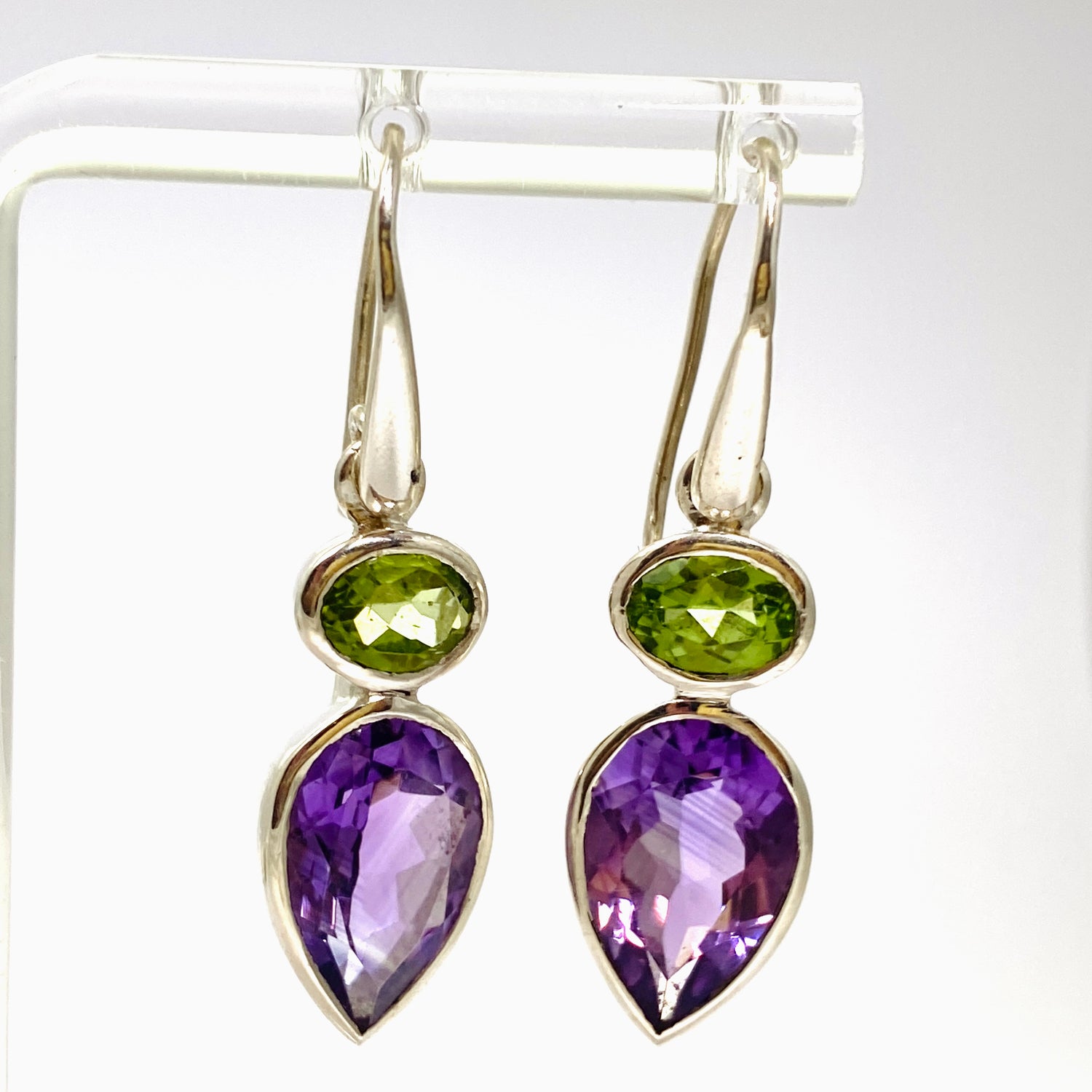 Amethyst and Peridot Faceted Multi-stone Earrings PEGJ296