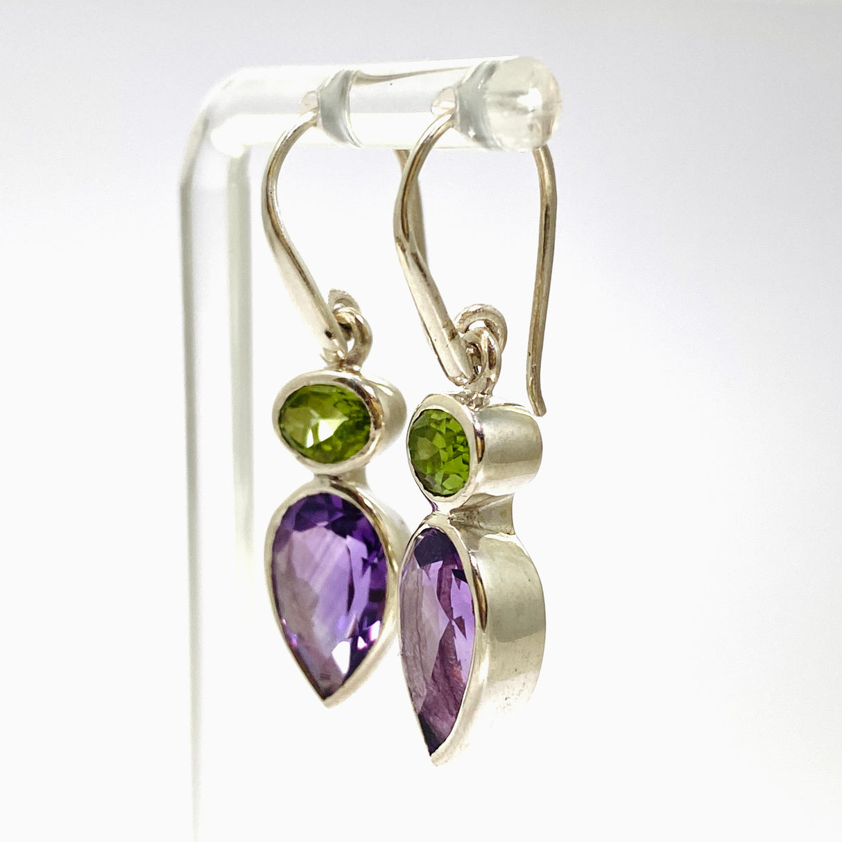 Amethyst and Peridot Faceted Multi-stone Earrings PEGJ296