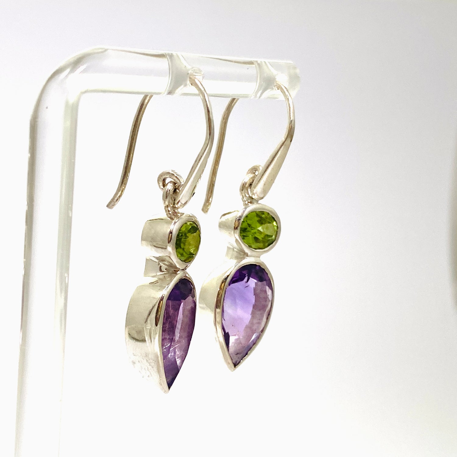 Amethyst and Peridot Faceted Multi-stone Earrings PEGJ296
