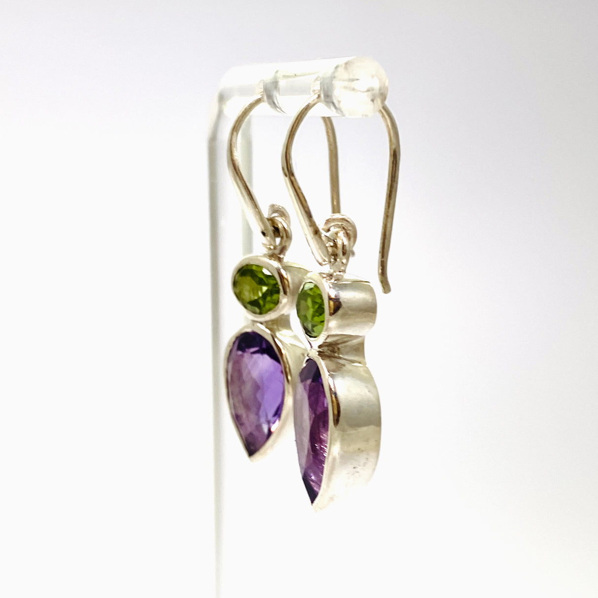 Amethyst and Peridot Faceted Multi-stone Earrings PEGJ296
