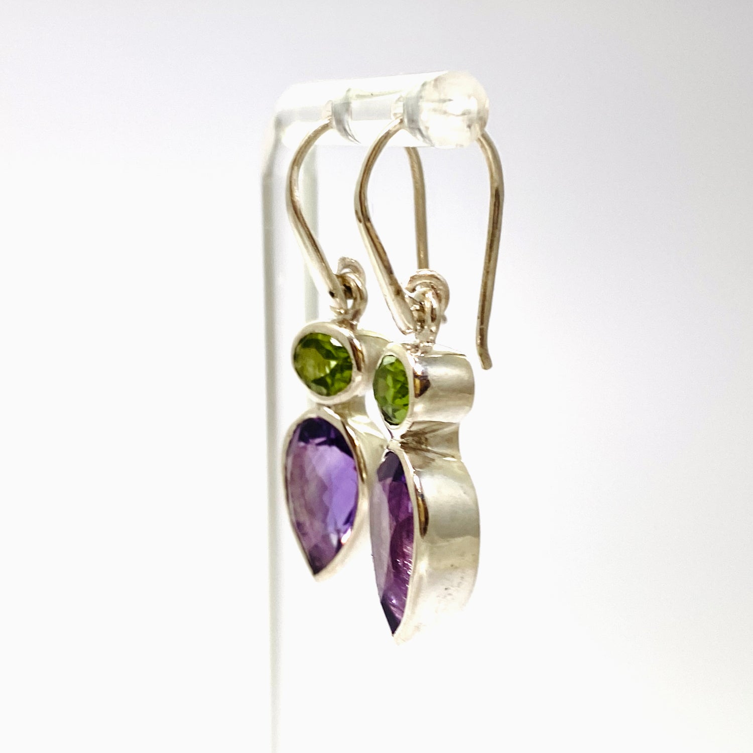 Amethyst and Peridot Faceted Multi-stone Earrings PEGJ296
