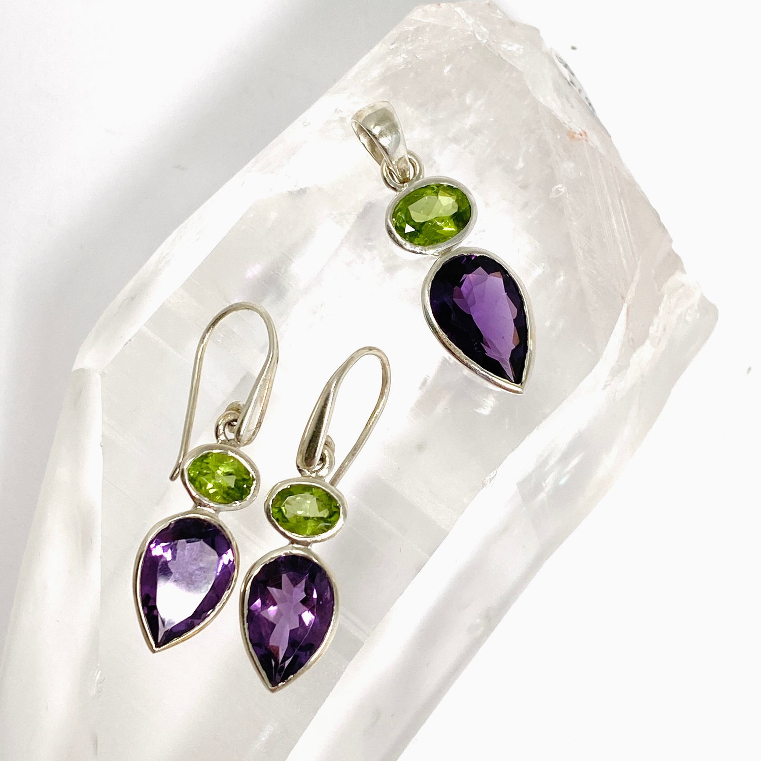 Amethyst and Peridot Faceted Multi-stone Pendant PPGJ1258