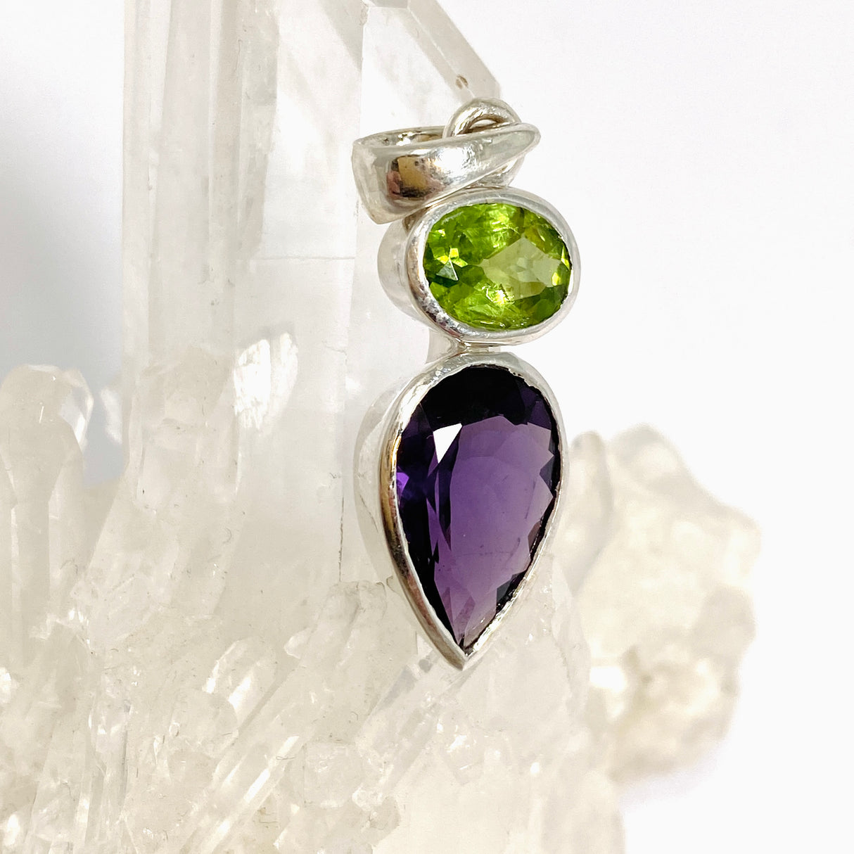 Amethyst and Peridot Faceted Multi-stone Pendant PPGJ1258