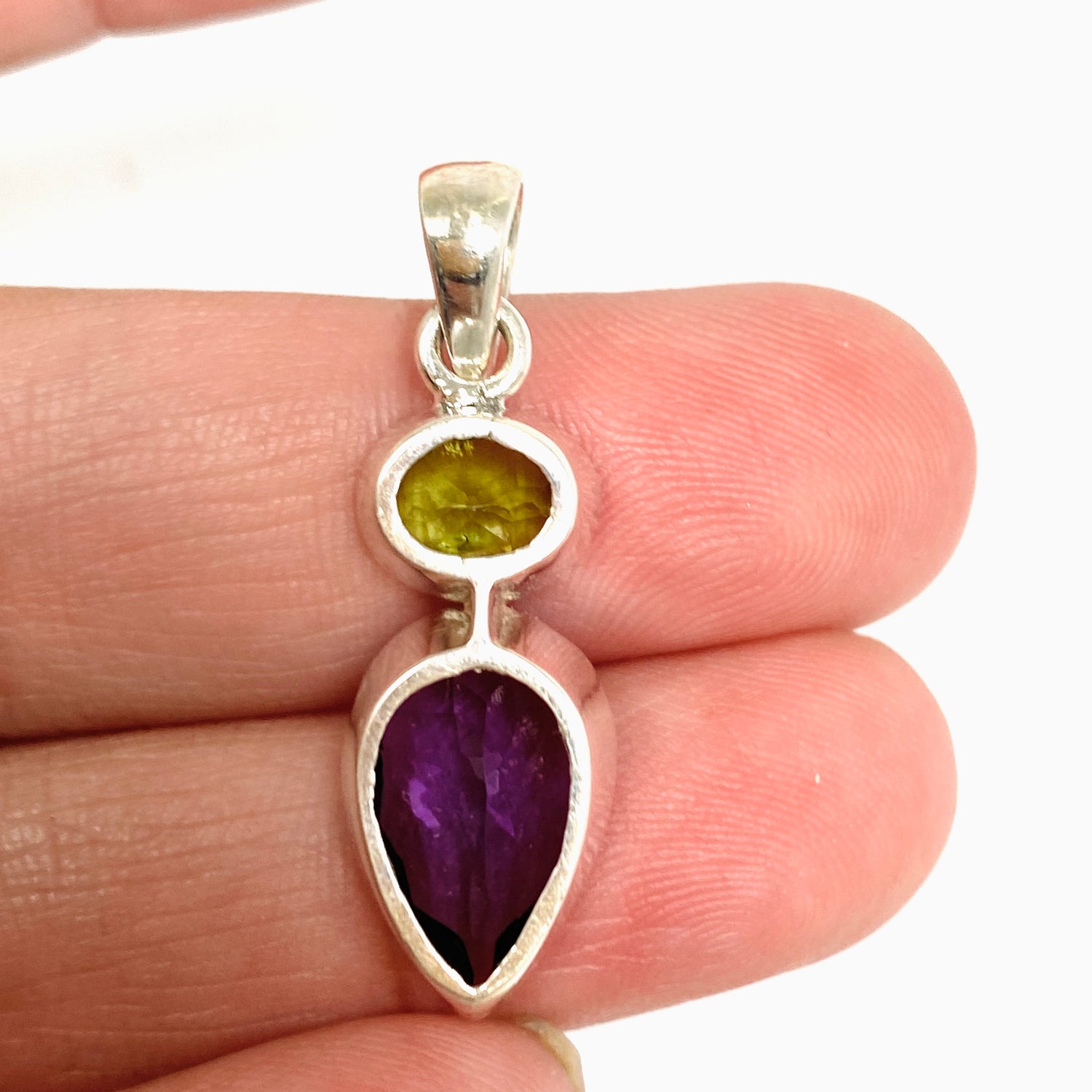 Amethyst and Peridot Faceted Multi-stone Pendant PPGJ1258