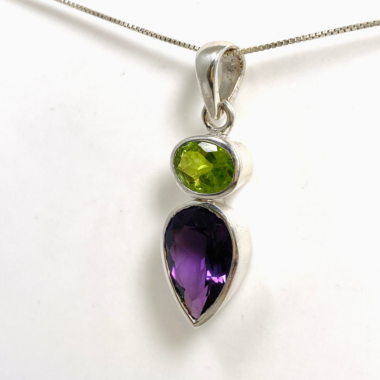 Amethyst and Peridot Faceted Multi-stone Pendant PPGJ1258