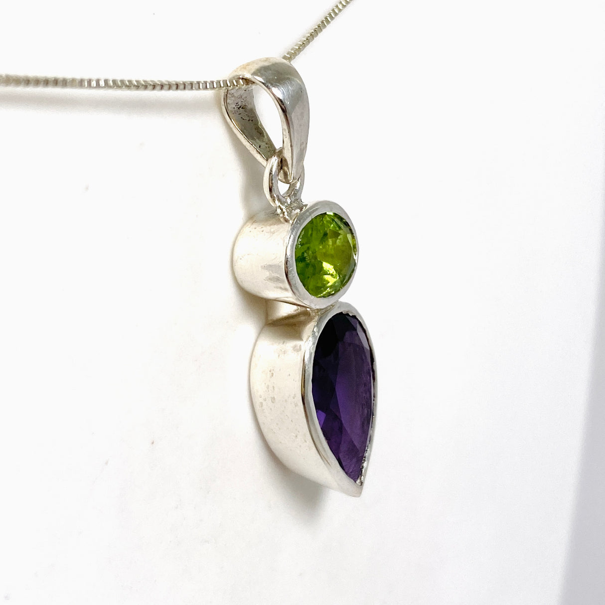 Amethyst and Peridot Faceted Multi-stone Pendant PPGJ1258