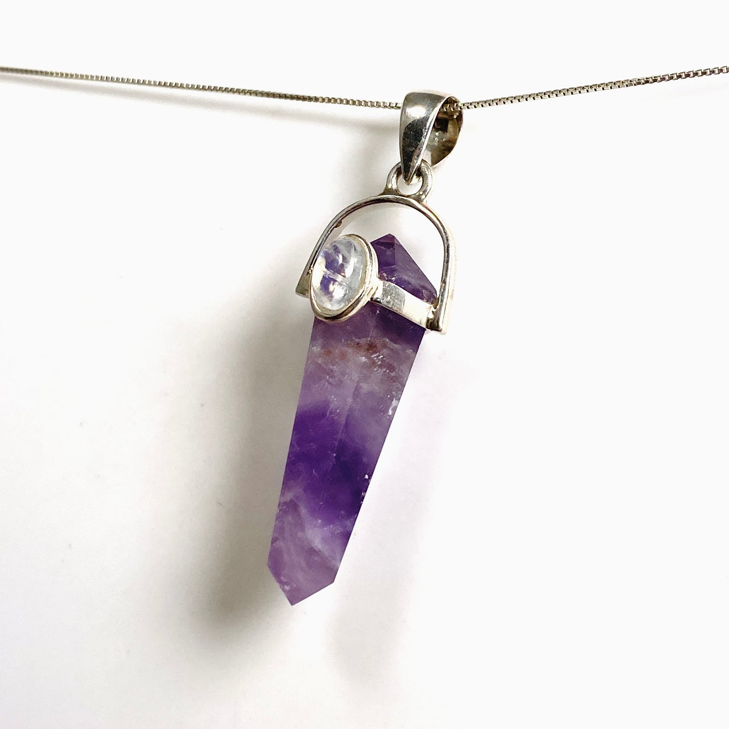 Amethyst Double Point Pendant with Moonstone Accent Stone PPGJ1230