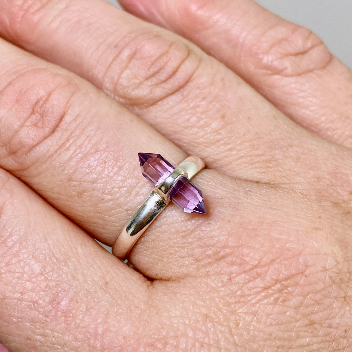 Amethyst Double Point Ring RRR-07