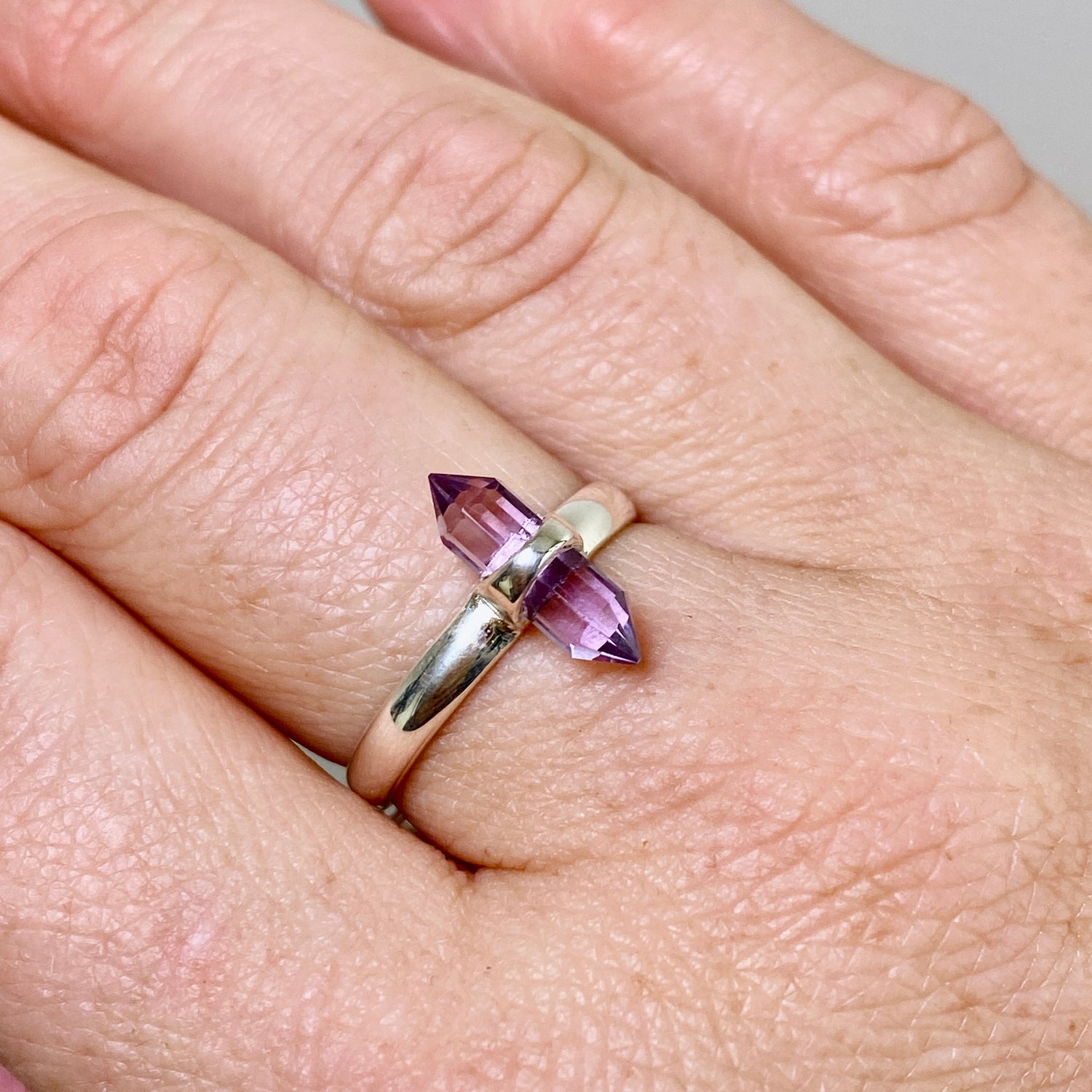 Amethyst Double Point Ring RRR-07