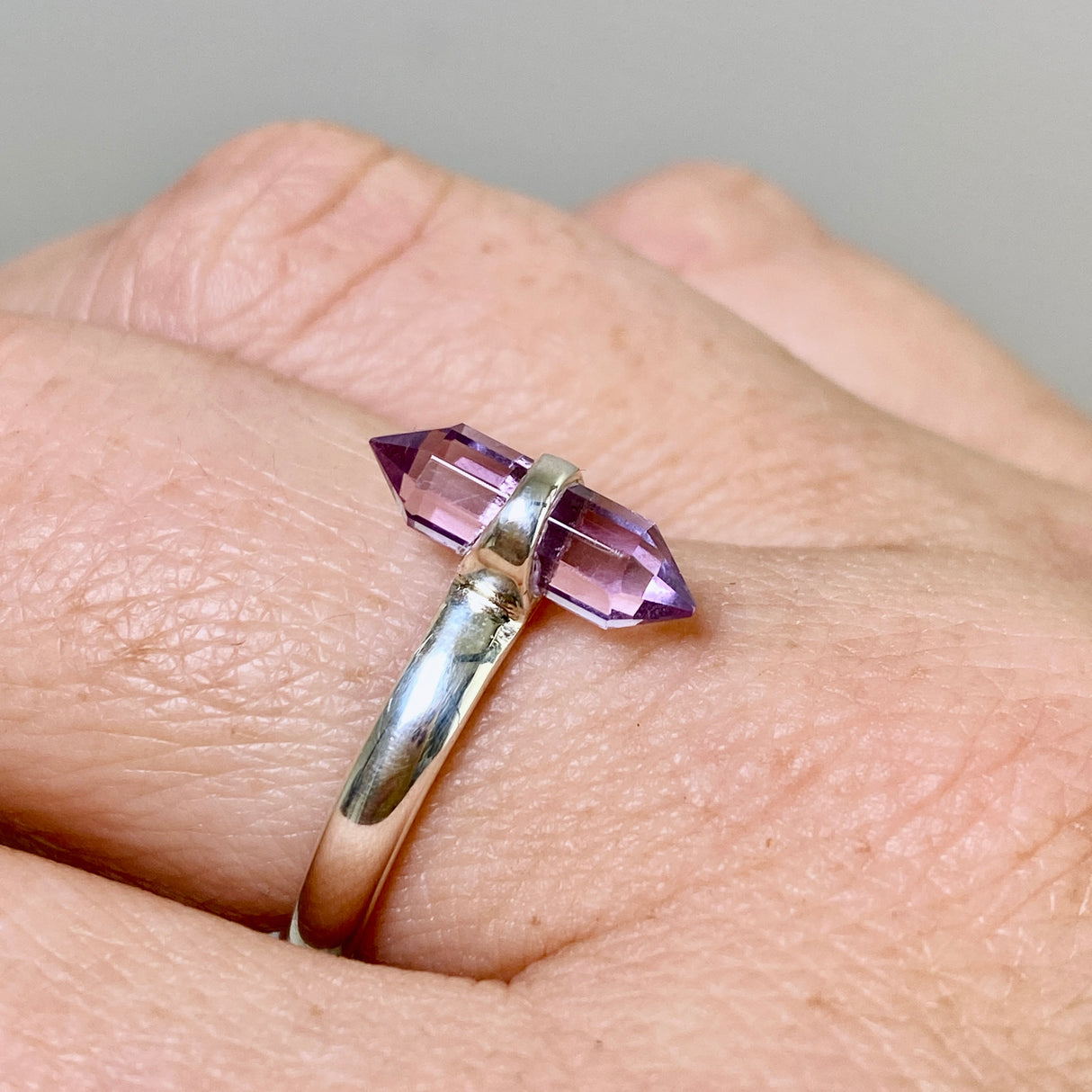 Amethyst Double Point Ring RRR-07