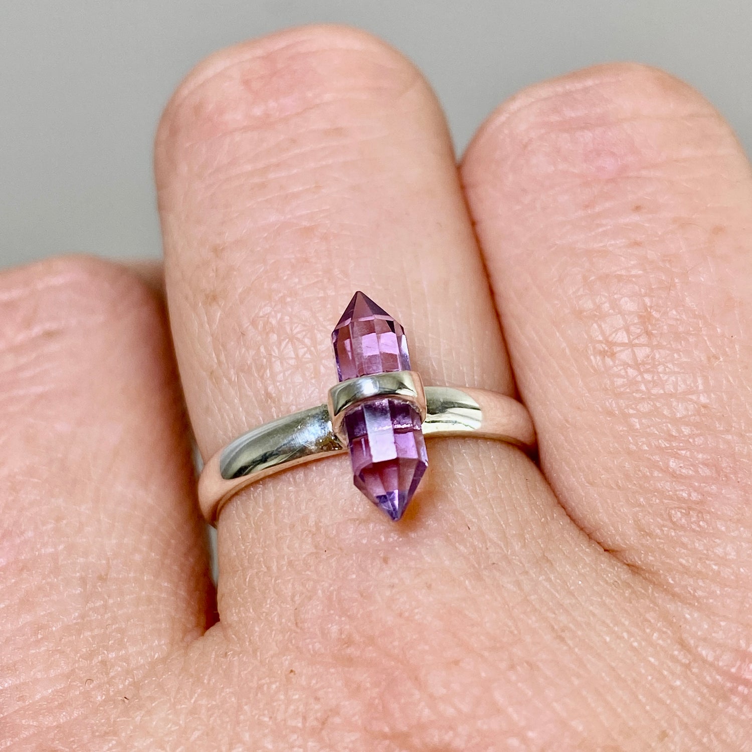 Amethyst Double Point Ring RRR-07