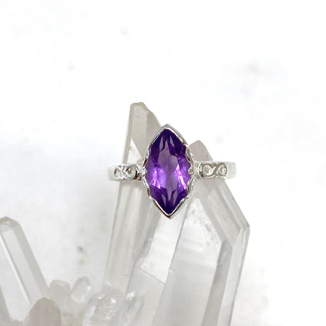 Amethyst Faceted Marquise Ring in a Decorative Setting R3726 - Nature's Magick
