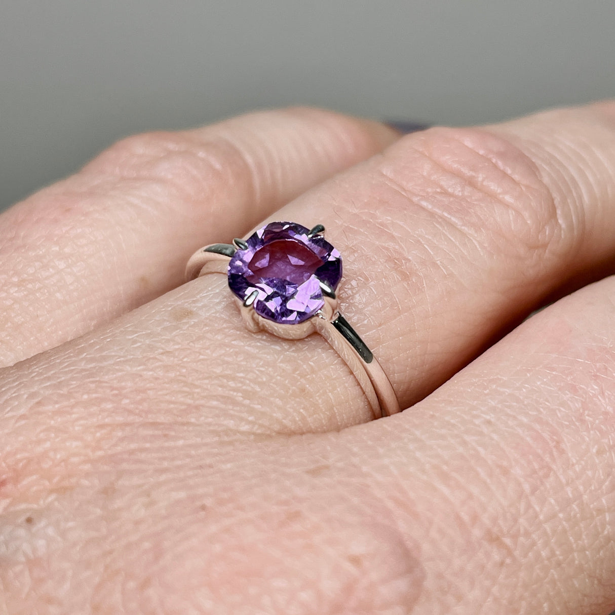 Amethyst Faceted Square Solitare Ring R4806
