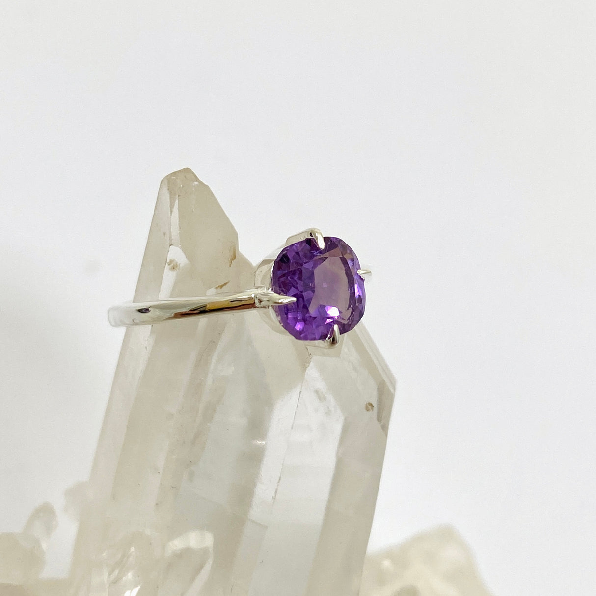 Amethyst Faceted Square Solitare Ring R4806