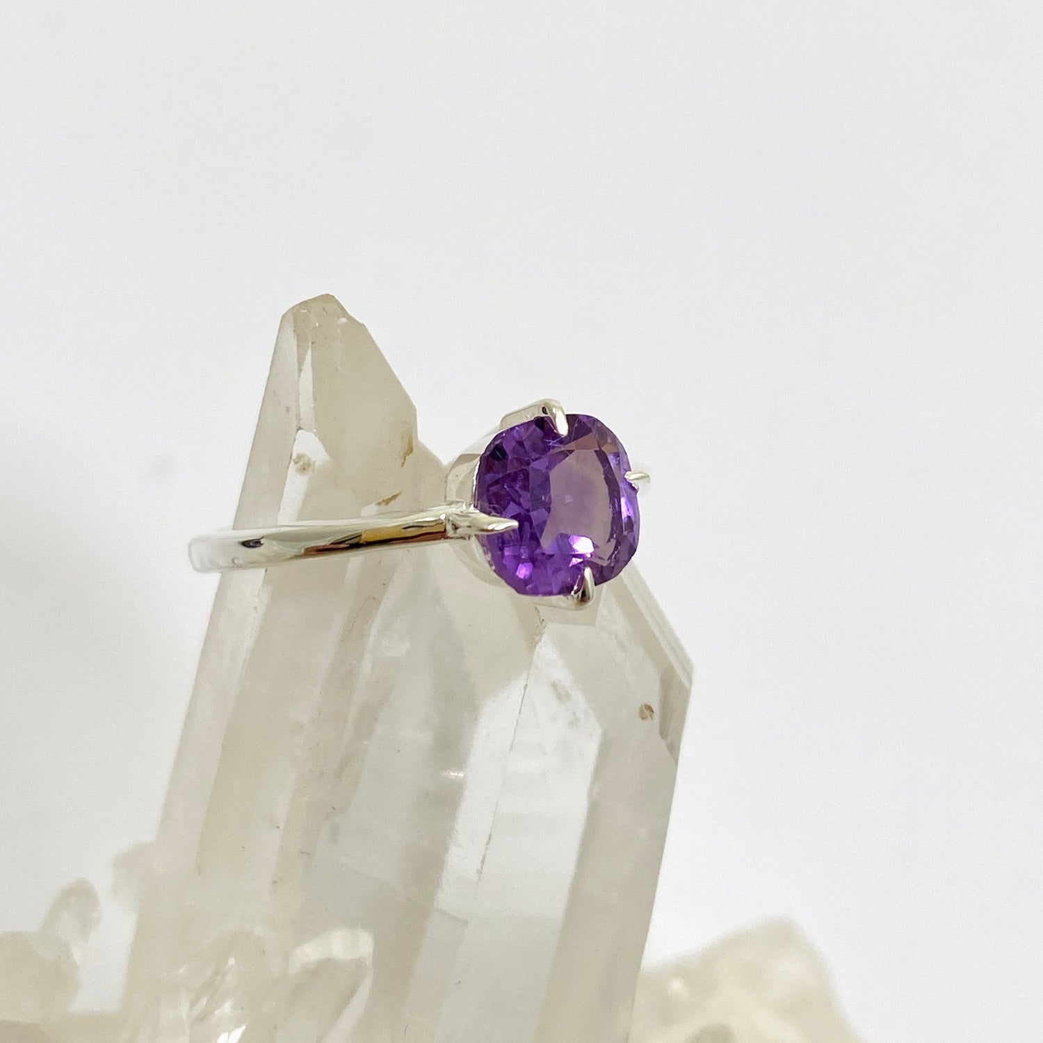 Amethyst Faceted Square Solitare Ring R4806