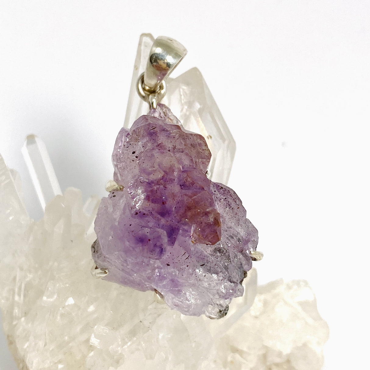Amethyst Flower Raw Crystal Pendant PPGJ1294