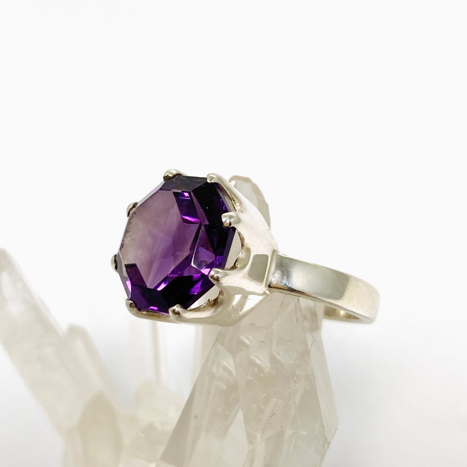 Amethyst Hexagon Faceted Ring Size 7 PRGJ839