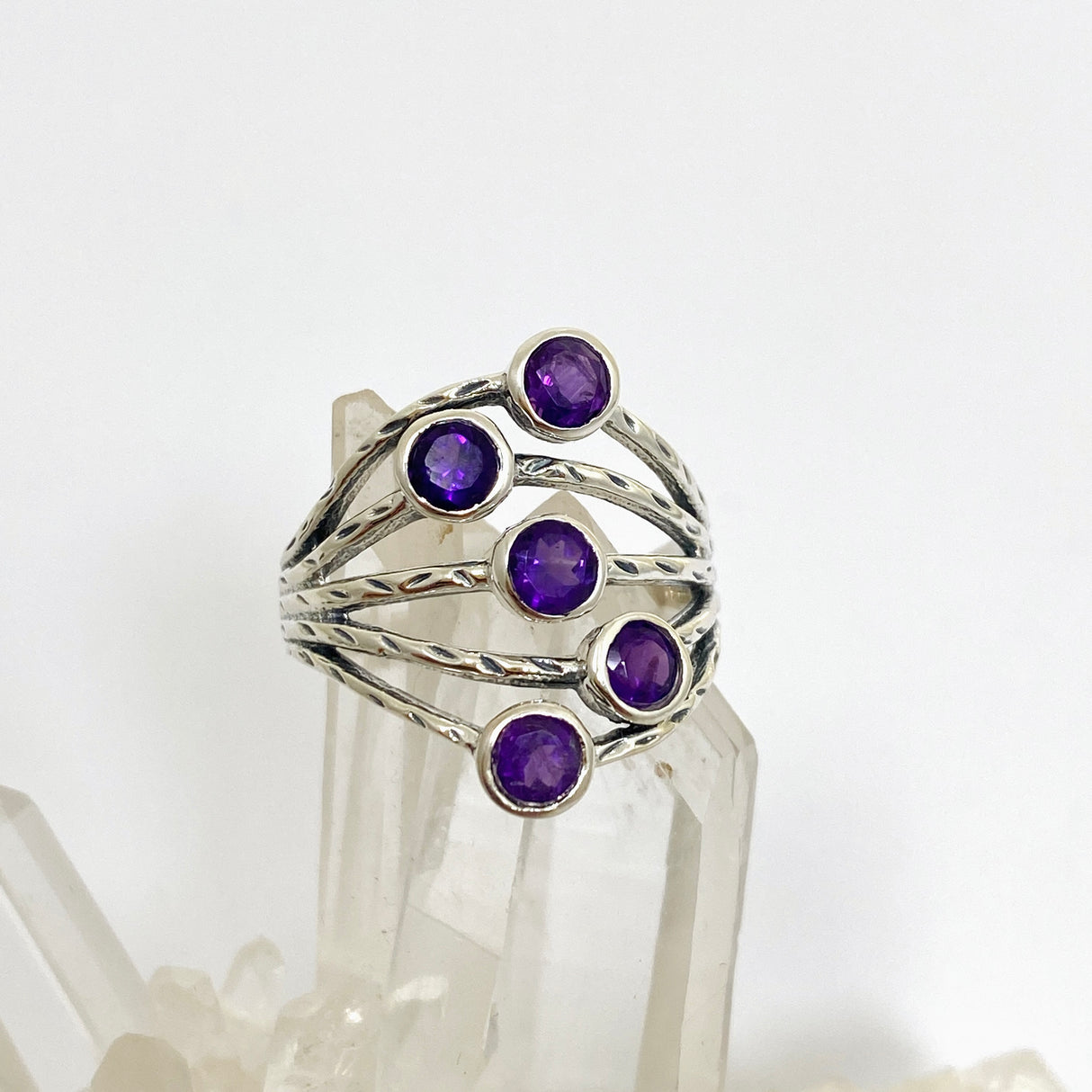 Amethyst Multi-stone Faceted Gemstone Ring R3875