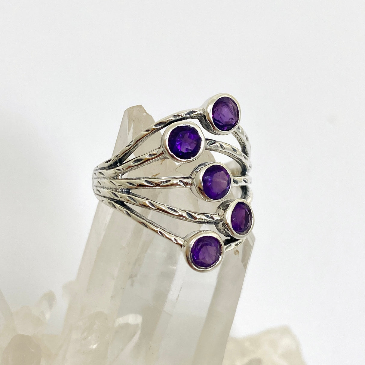 Amethyst Multi-stone Faceted Gemstone Ring R3875