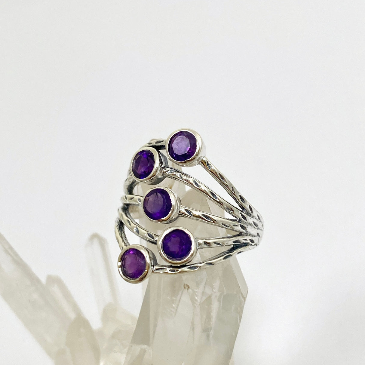 Amethyst Multi-stone Faceted Gemstone Ring R3875