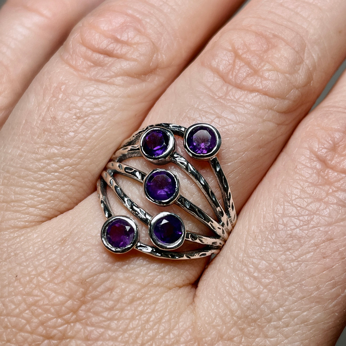 Amethyst Multi-stone Faceted Gemstone Ring R3875