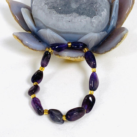 Amethyst Nugget Bracelet with Gold Bead - Nature's Magick