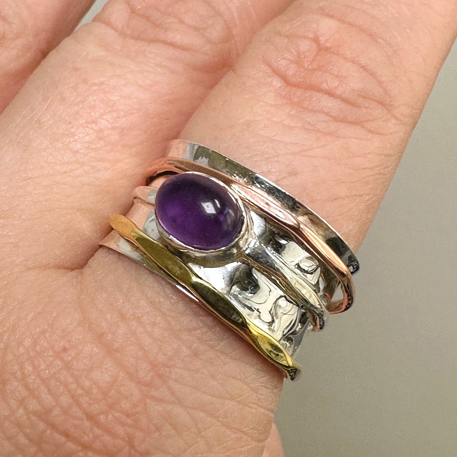Amethyst Oval Cabochon Spinner Ring R4820
