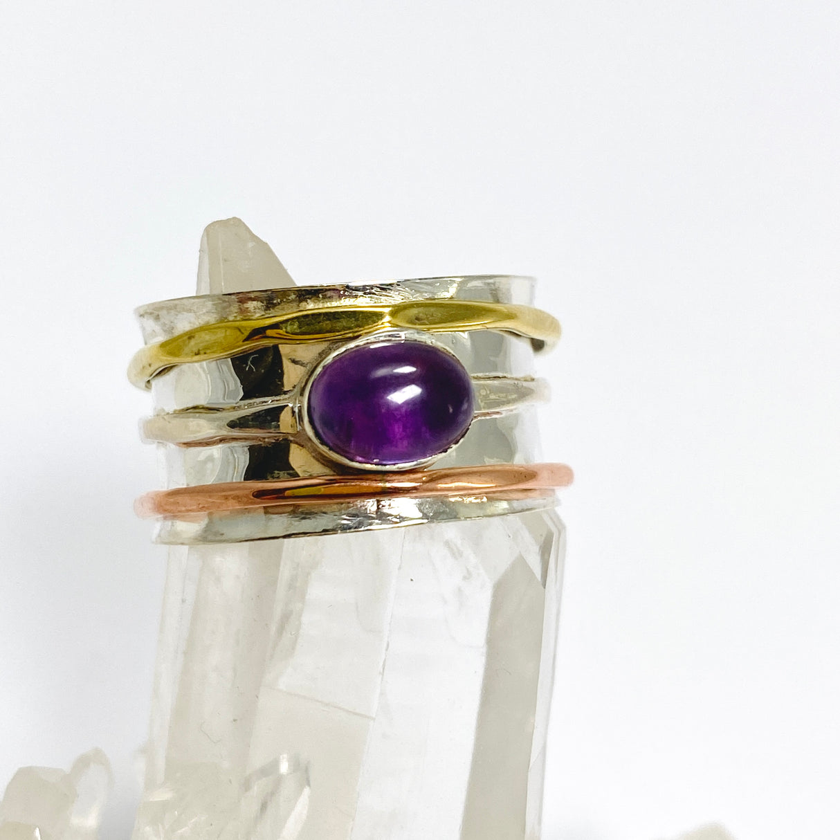 Amethyst Oval Cabochon Spinner Ring R4820