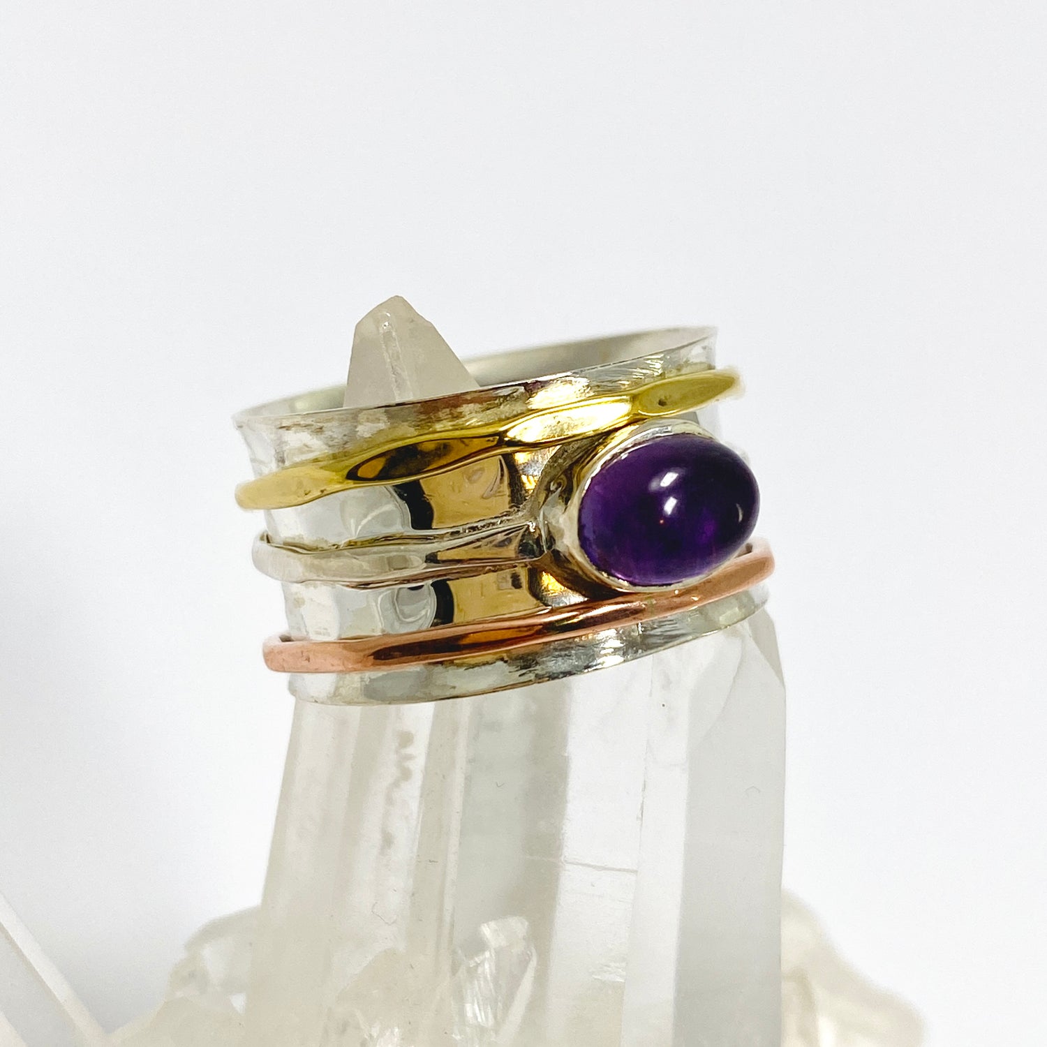 Amethyst Oval Cabochon Spinner Ring R4820