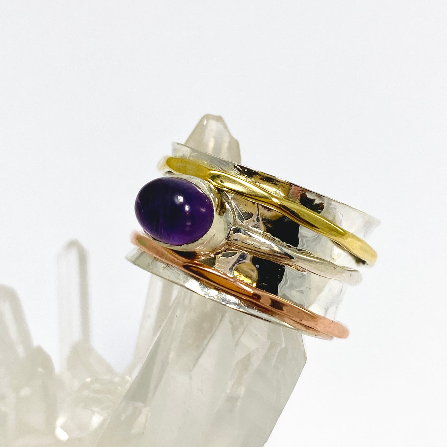 Amethyst Oval Cabochon Spinner Ring R4820