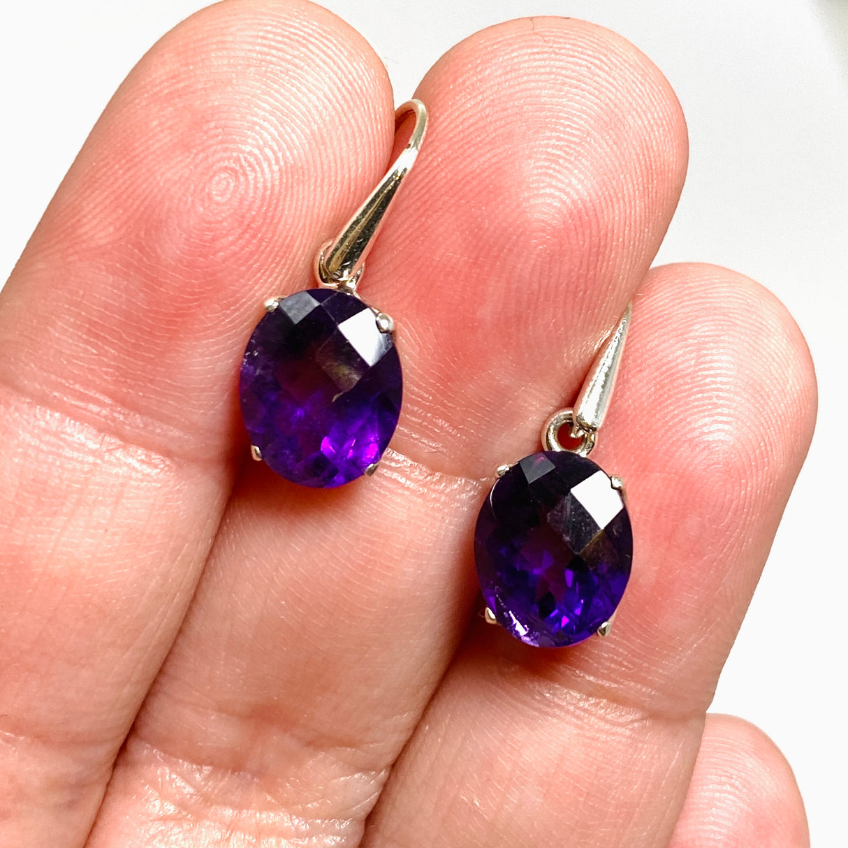 Amethyst Oval Faceted Earrings PEG297