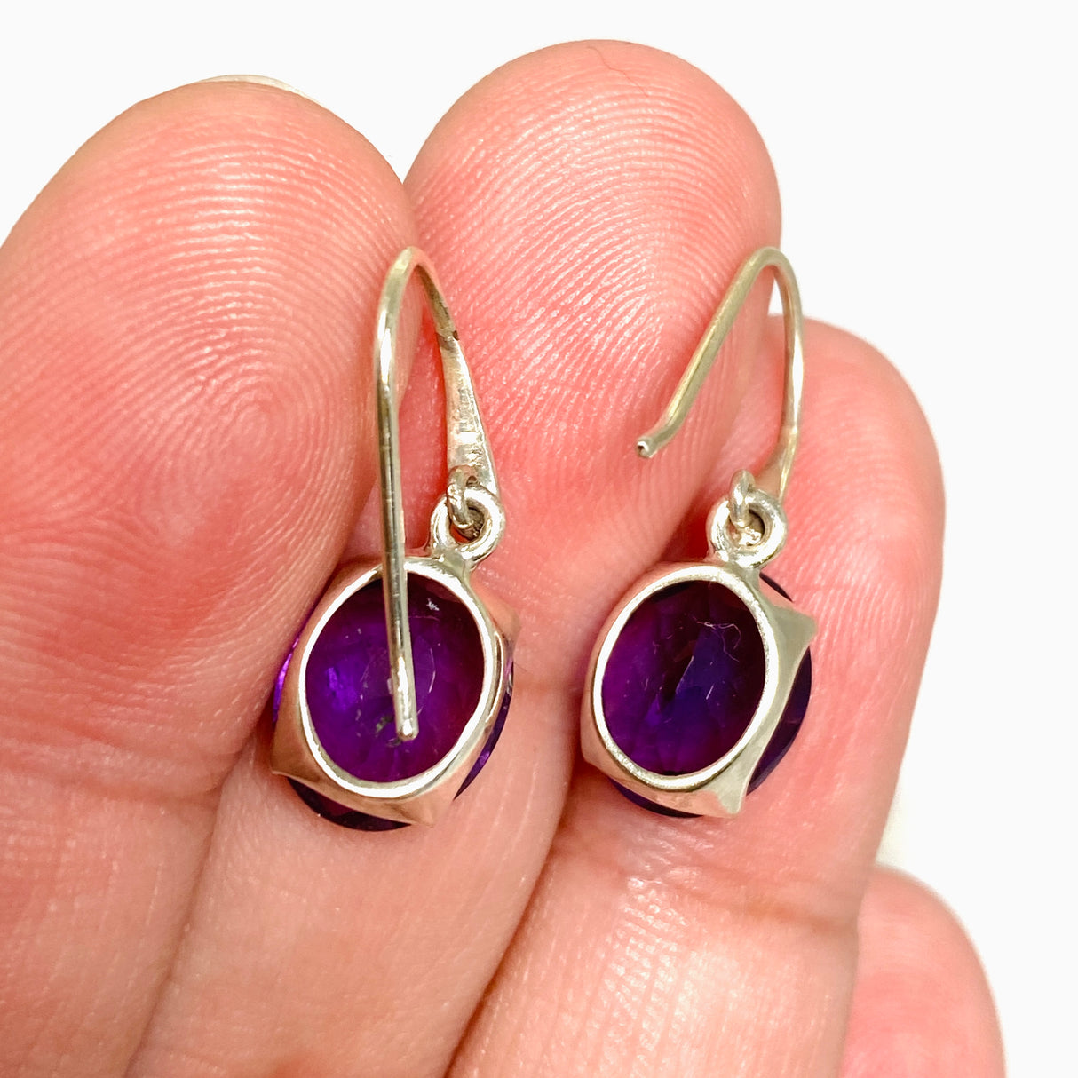 Amethyst Oval Faceted Earrings PEG297