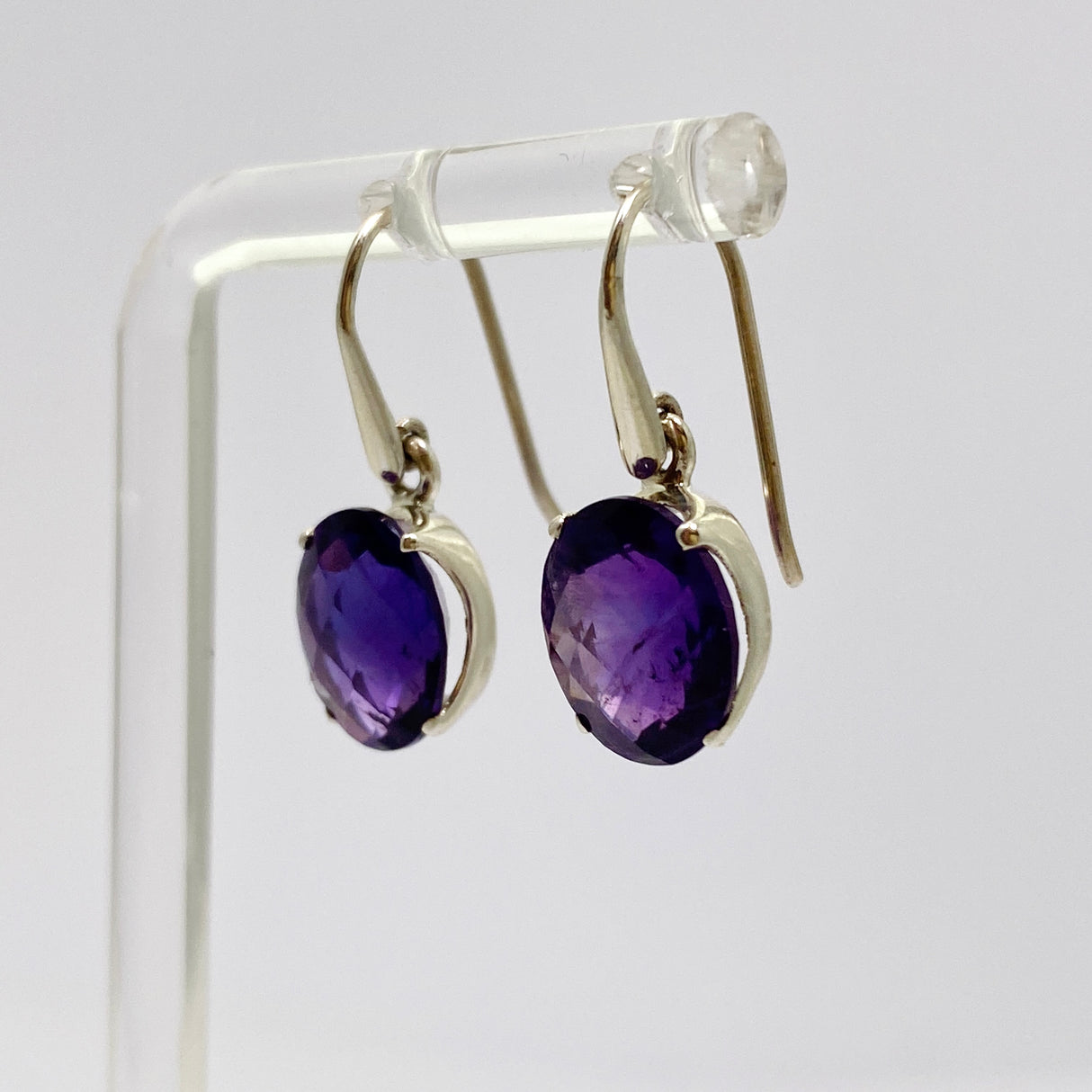 Amethyst Oval Faceted Earrings PEG297