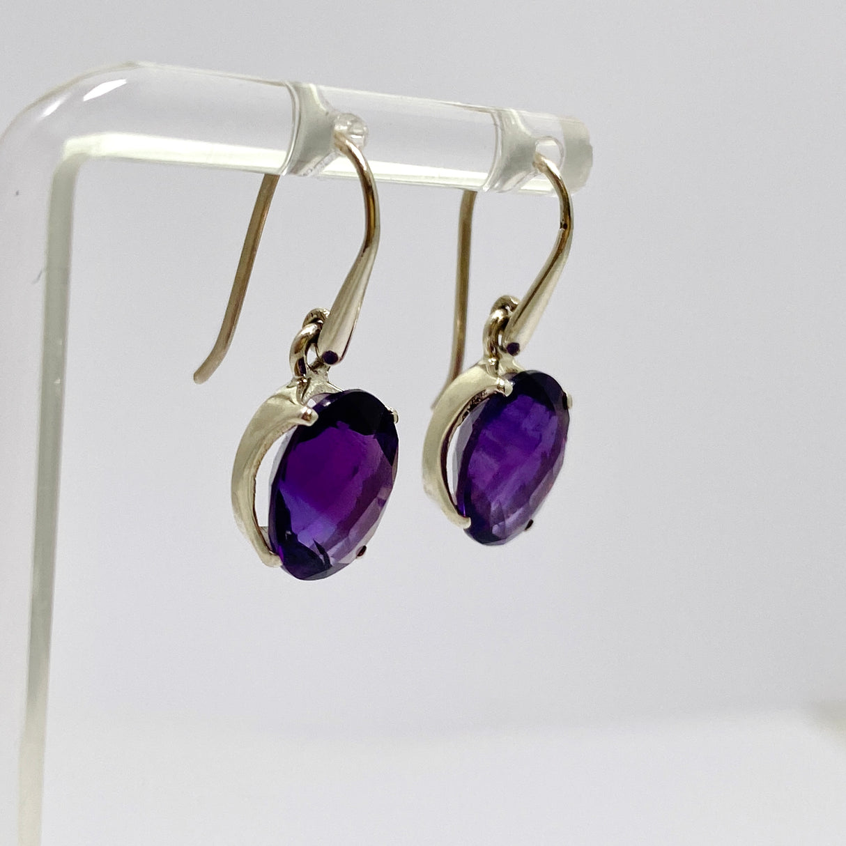 Amethyst Oval Faceted Earrings PEG297