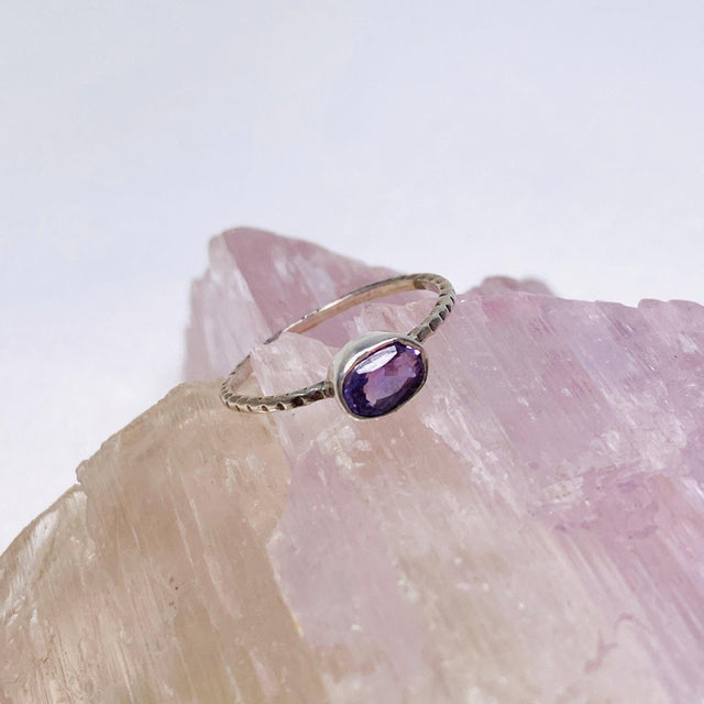 Amethyst Oval Faceted Fine Band Ring R3750-AM - Nature's Magick