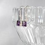 Amethyst petite square faceted earrings R2363-AMS - Nature's Magick
