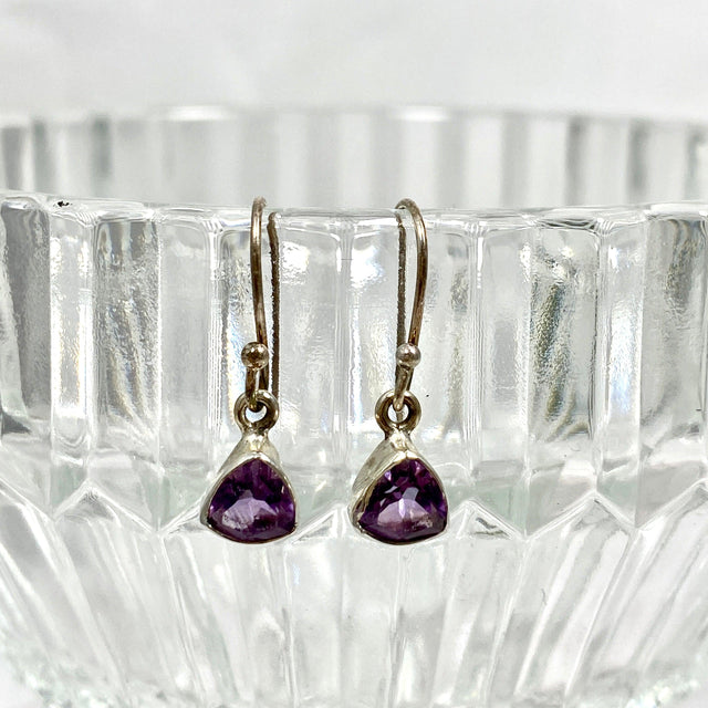Amethyst petite triangular faceted earrings R2363-AMT - Nature's Magick