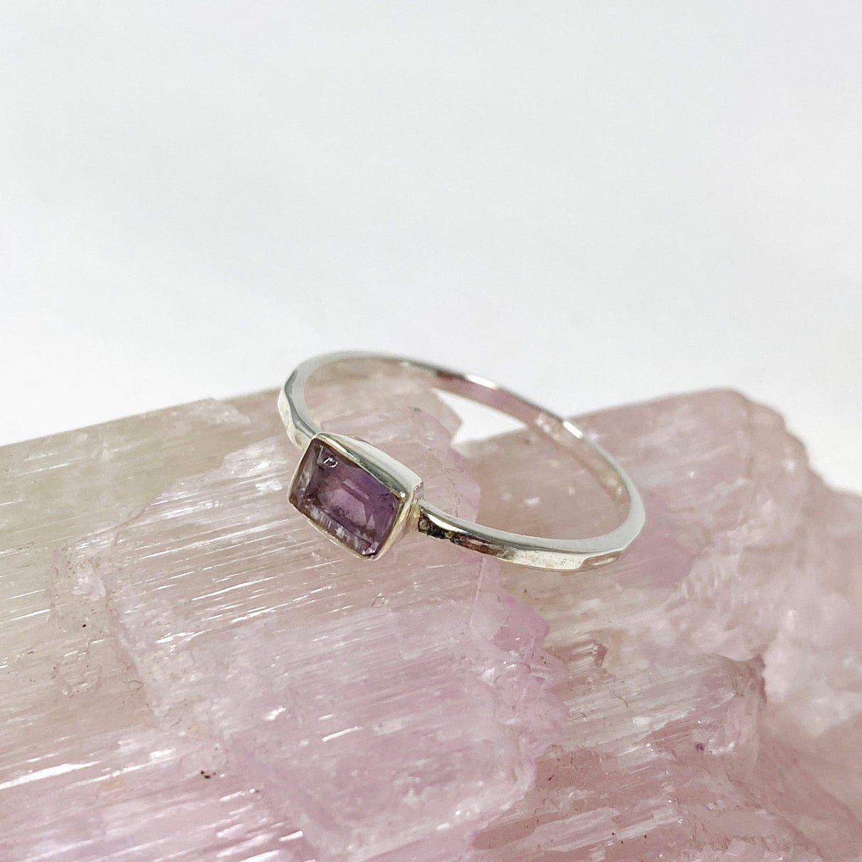 Amethyst Rectangular Faceted Fine Band Ring R3793-AM - Nature's Magick