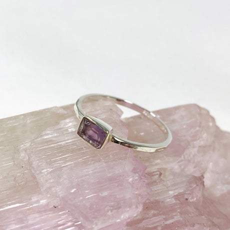 Amethyst Rectangular Faceted Fine Band Ring R3793-AM - Nature's Magick