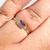 Amethyst Rectangular Faceted Fine Band Ring R3793-AM - Nature's Magick