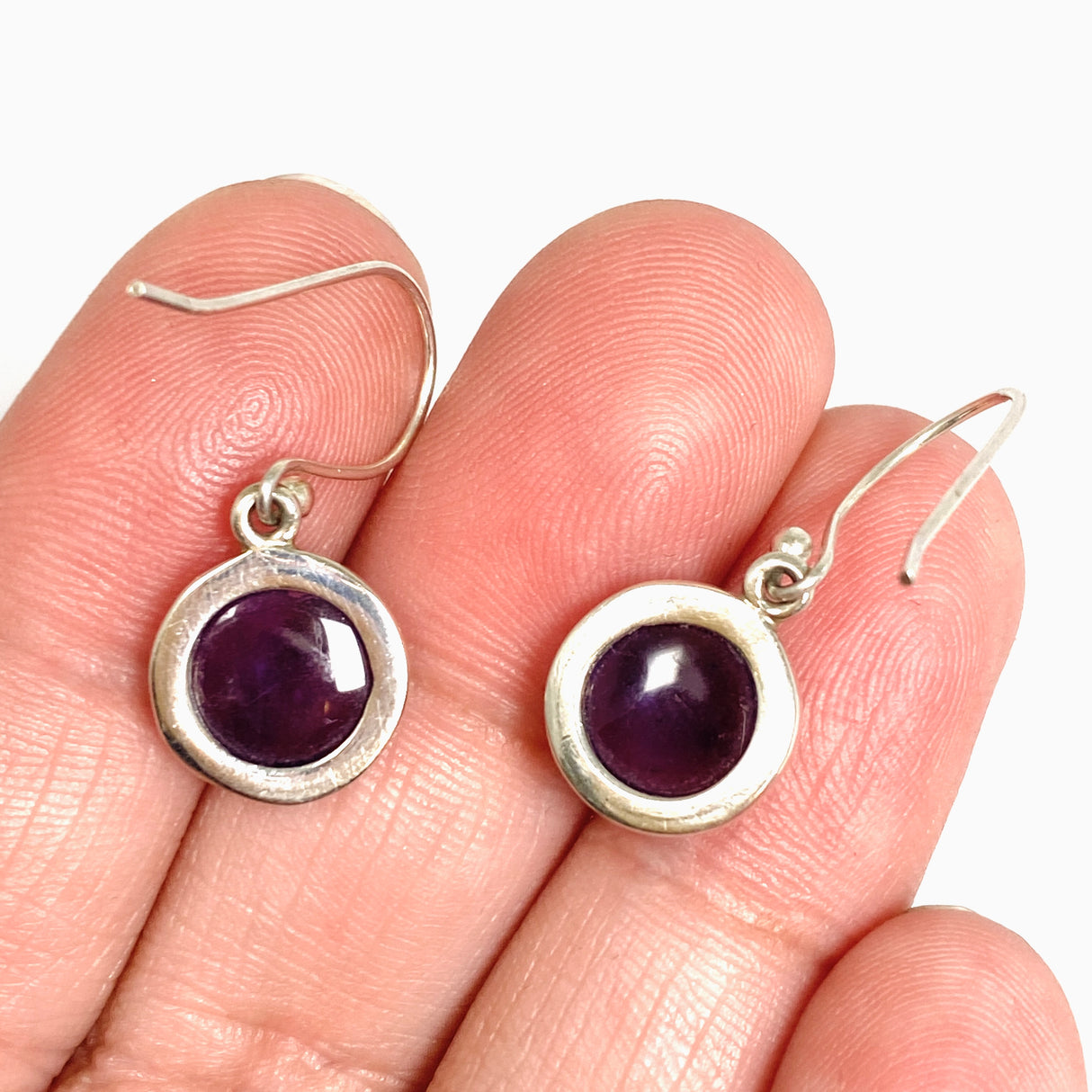 Amethyst Round Cabochon Earrings PEGJ400