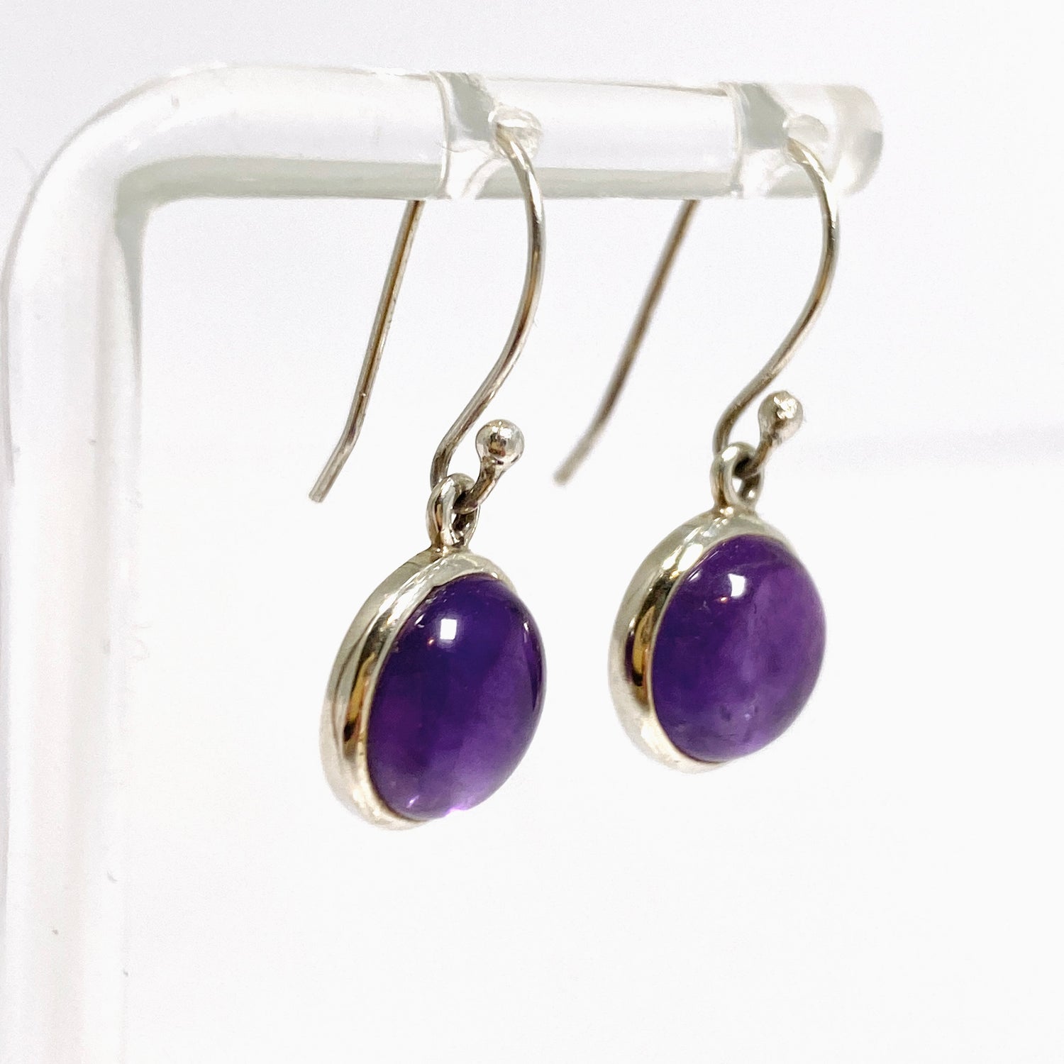 Amethyst Round Cabochon Earrings PEGJ400