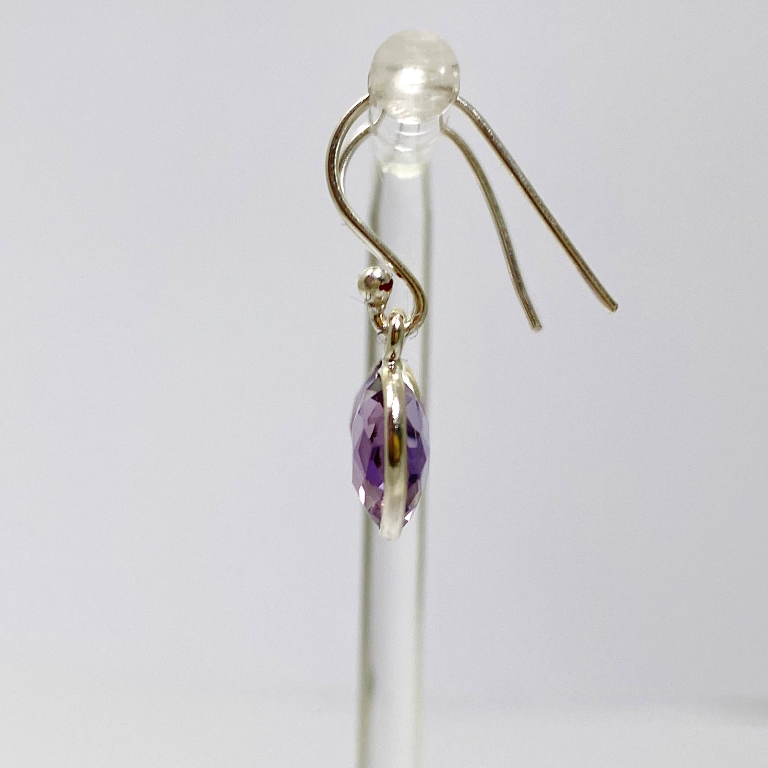 Amethyst Round Checkerboard Faceted Earrings PEG299