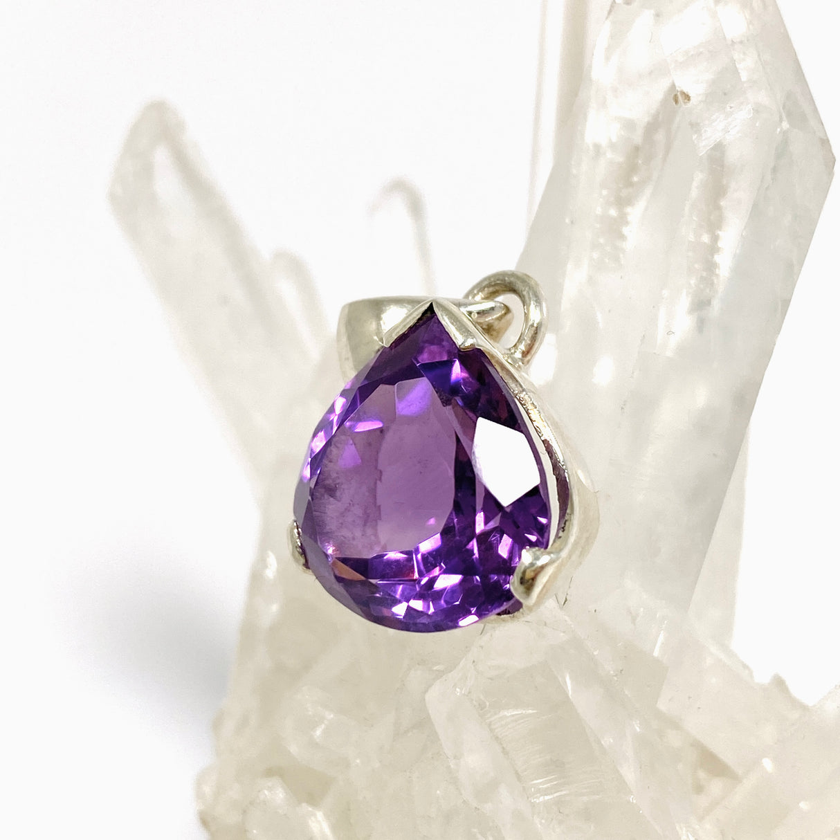 Amethyst Teardrop Faceted Pendant PPGJ1292