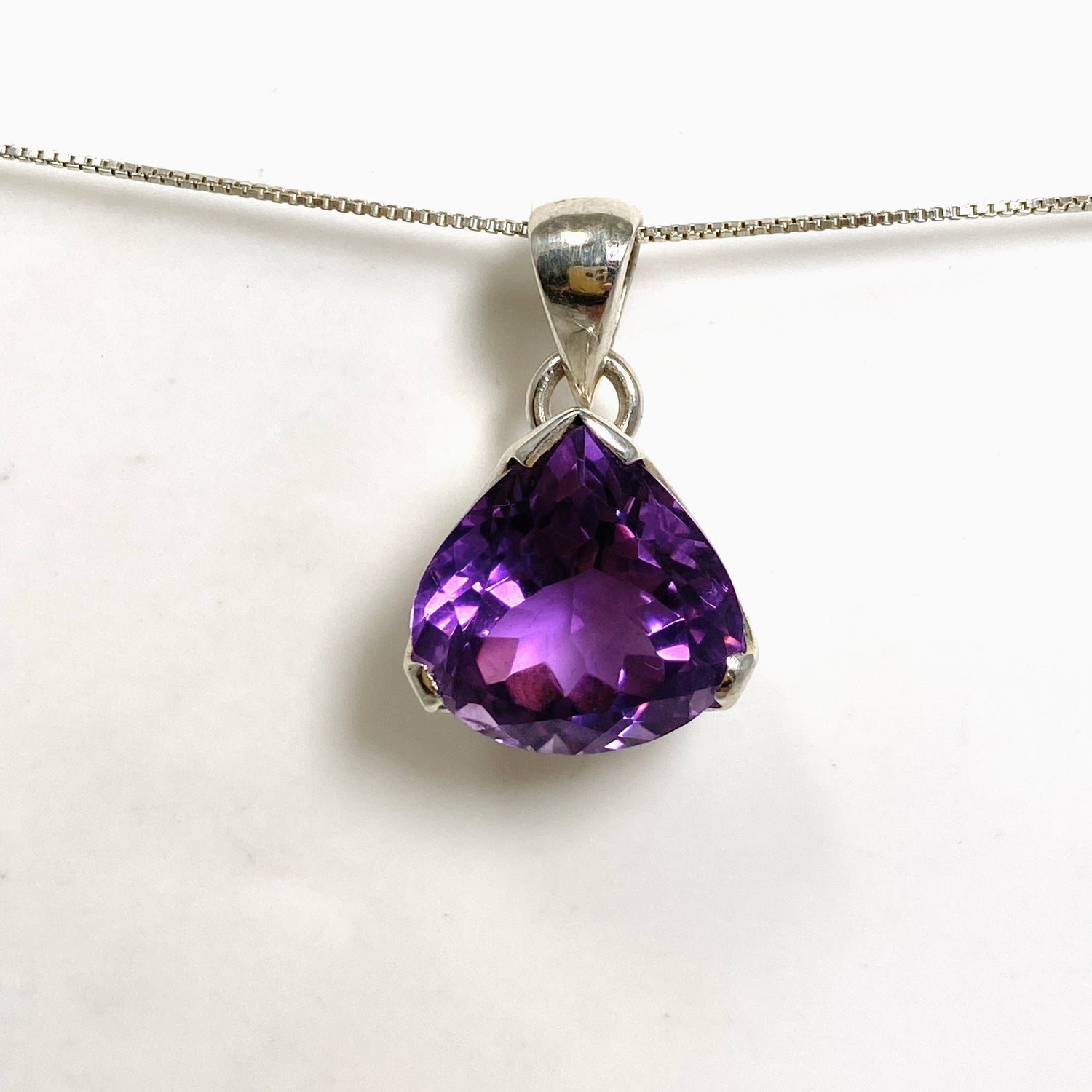 Amethyst Teardrop Faceted Pendant PPGJ1292