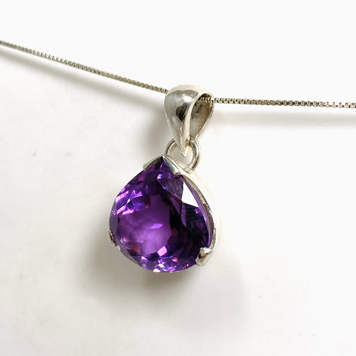 Amethyst Teardrop Faceted Pendant PPGJ1292